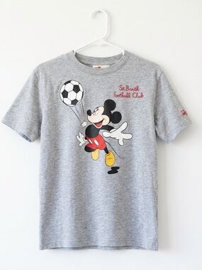 MC2 Saint Barth Disney Mickey Mouse Boys Grey T-Shirt Soccer Print Size 8Y